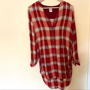 Anthropologie Akemi + Kin Lucie Red Plaid Tunic